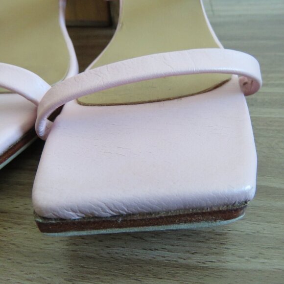JAMES SMITH Sirenuse Strappy Leather Sandals Wood Block Heel Pastel Pink Size 8 - Picture 4 of 14